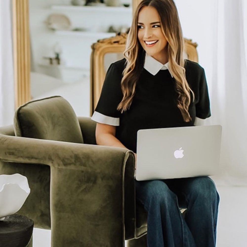 Black Blouse Shirt White Collar