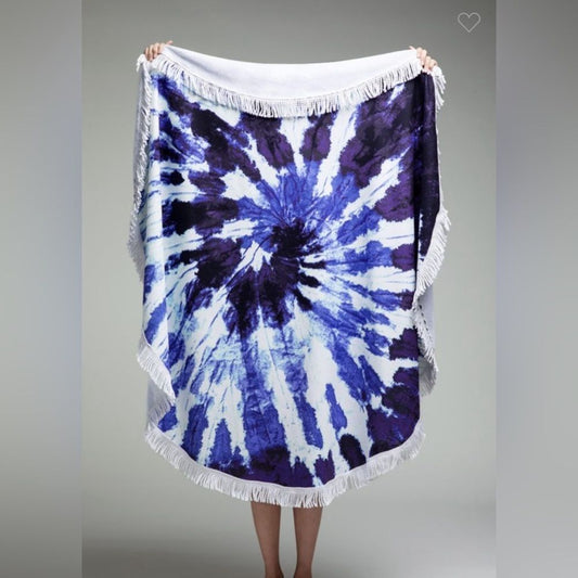 Indigo Wave Round Beach Towel