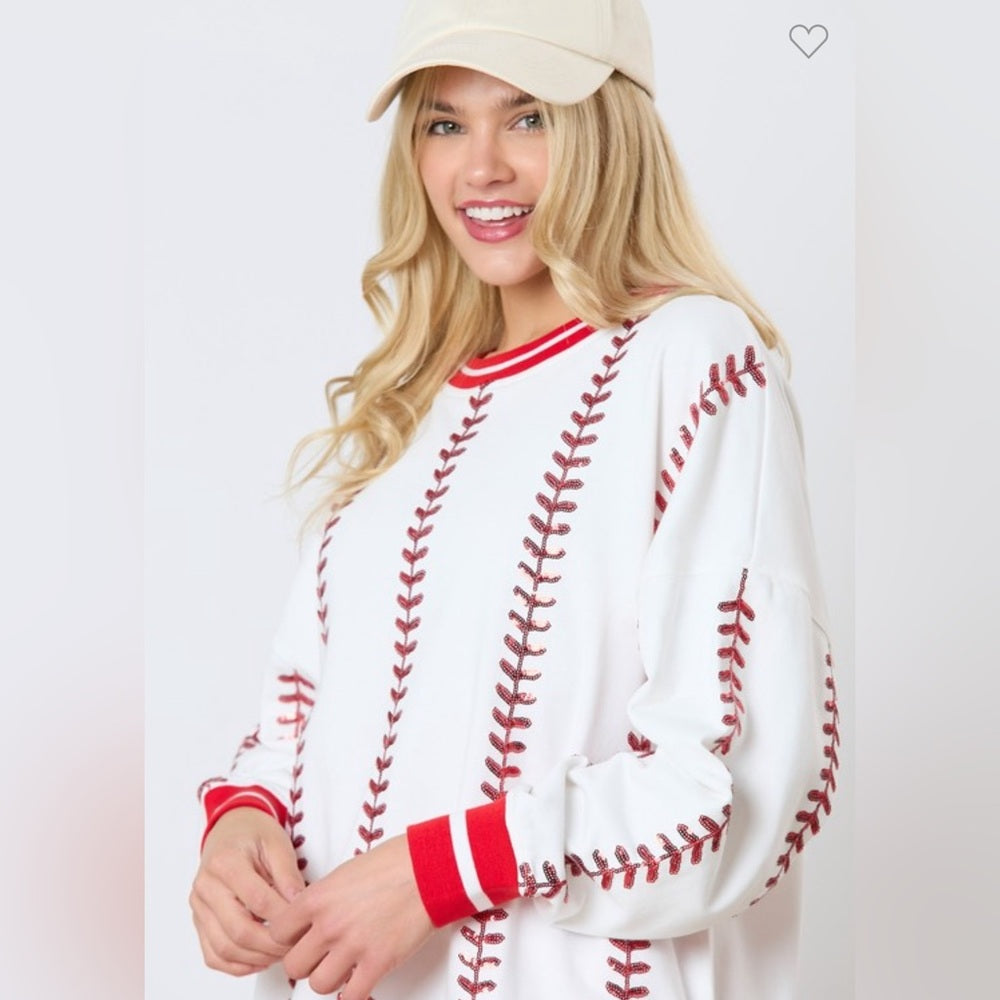 046. SEQUIN BASEBALL SWEATSHIRT