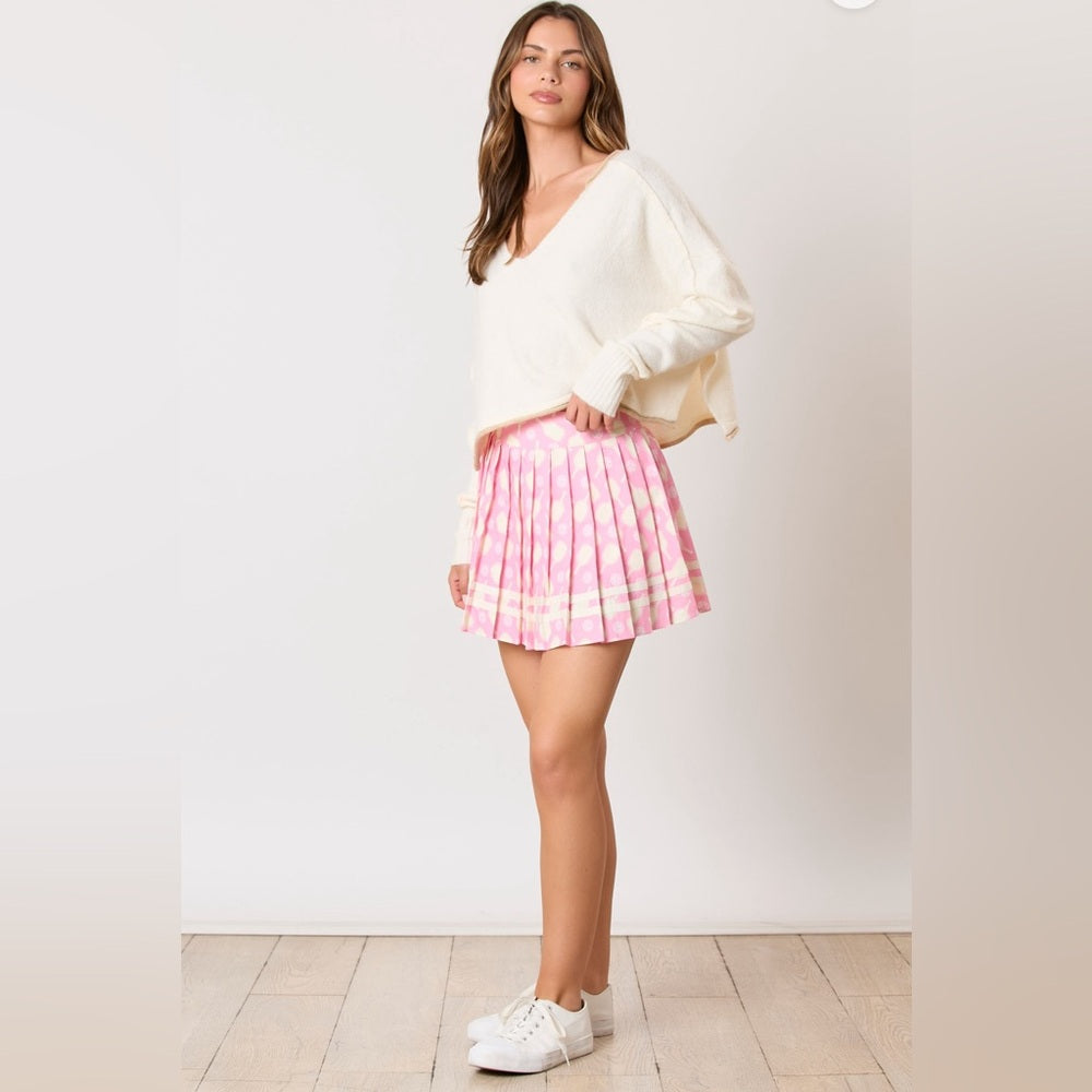 PINK PICKLEBALL PRINT SKIRT WITH SHORTS