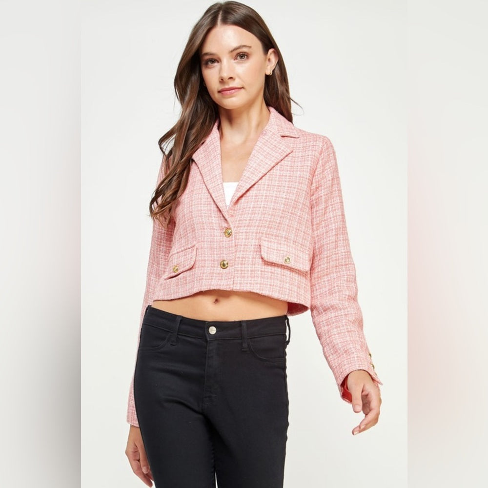 TWEED CROPPED BLAZER AND PANT SET