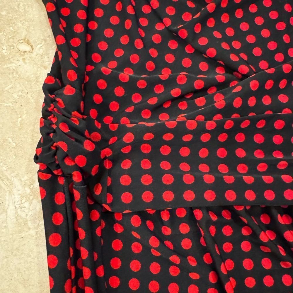 VERONICA M Red Polkadot Midi Dress XS