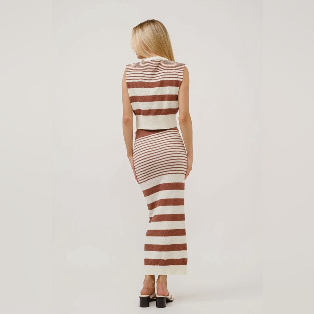 KNITTED STRIPE SET- CROP TOP AND MIDI SKIRT