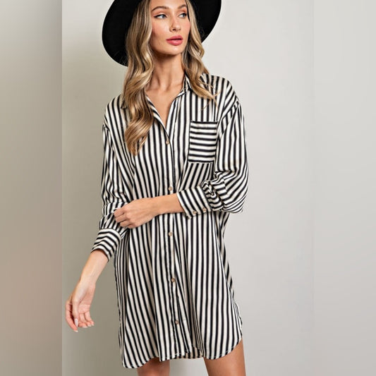 STRIPE SHIRT MINI DRESS