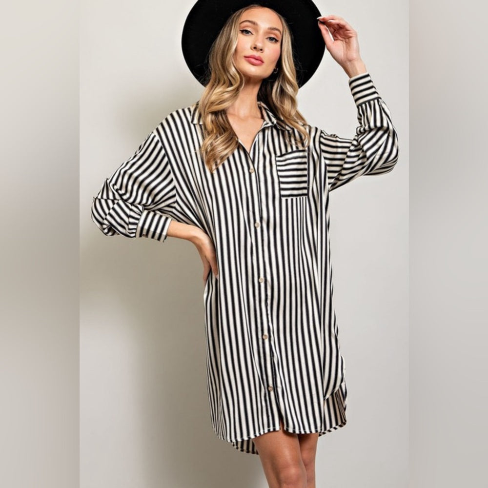 STRIPE SHIRT MINI DRESS