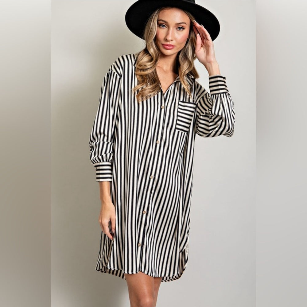 STRIPE SHIRT MINI DRESS