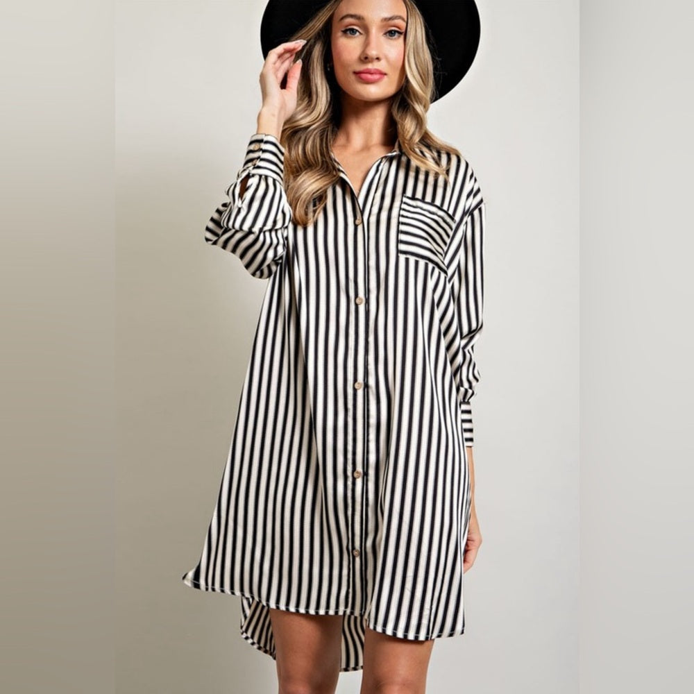 STRIPE SHIRT MINI DRESS