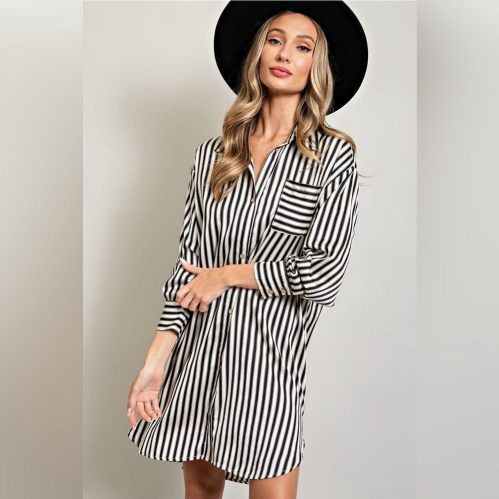 STRIPE SHIRT MINI DRESS