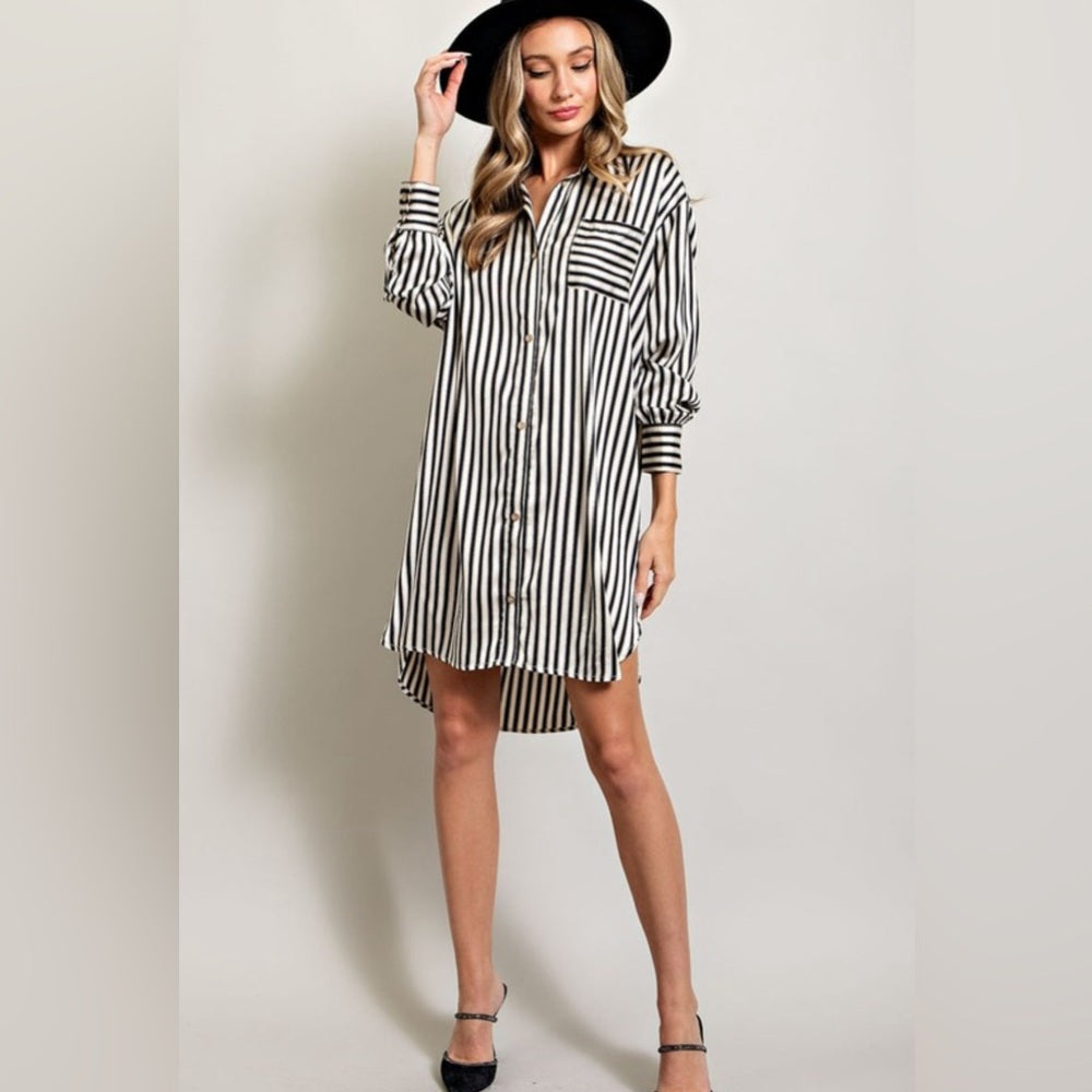 STRIPE SHIRT MINI DRESS