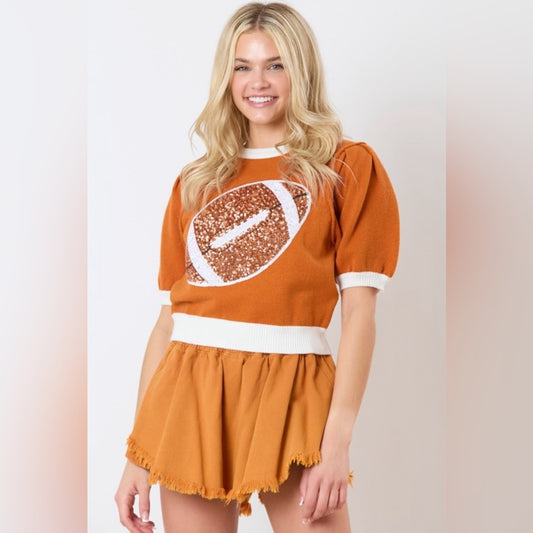 FOOTBALL SEQUIN GAME DAY TOP