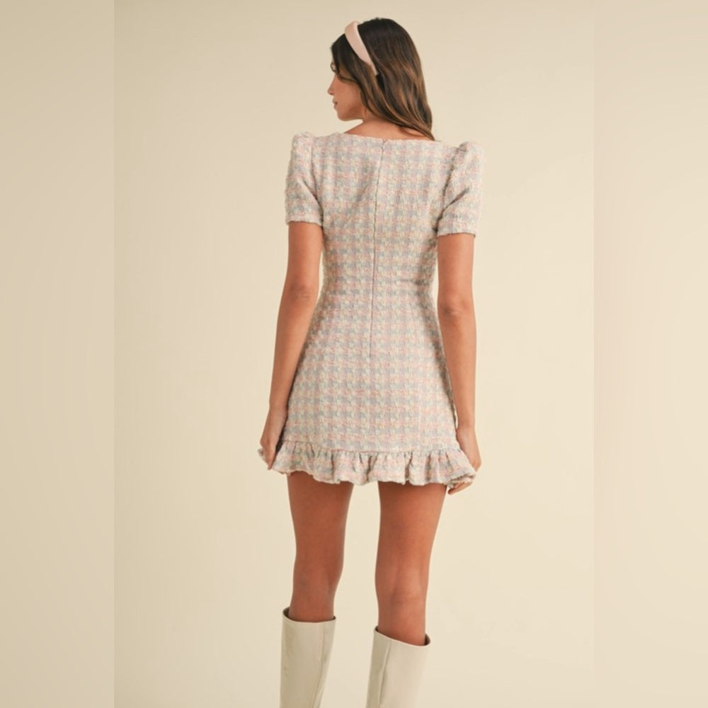 EMILY PEARL BUTTON MINI DRESS