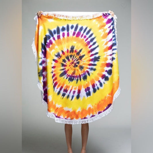 Newport Round Beach Towel, Tie-Dye