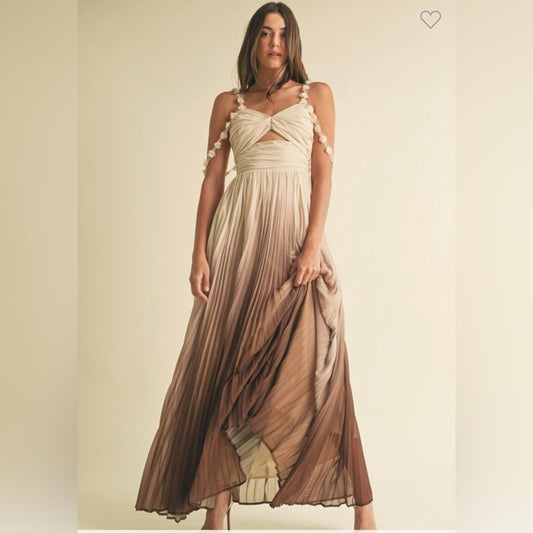 OMBRÉ PLEATED MAXI DRESS