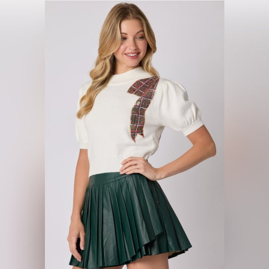 GREEN PLEATED SKIRT WITH BUILT IN SHORTS