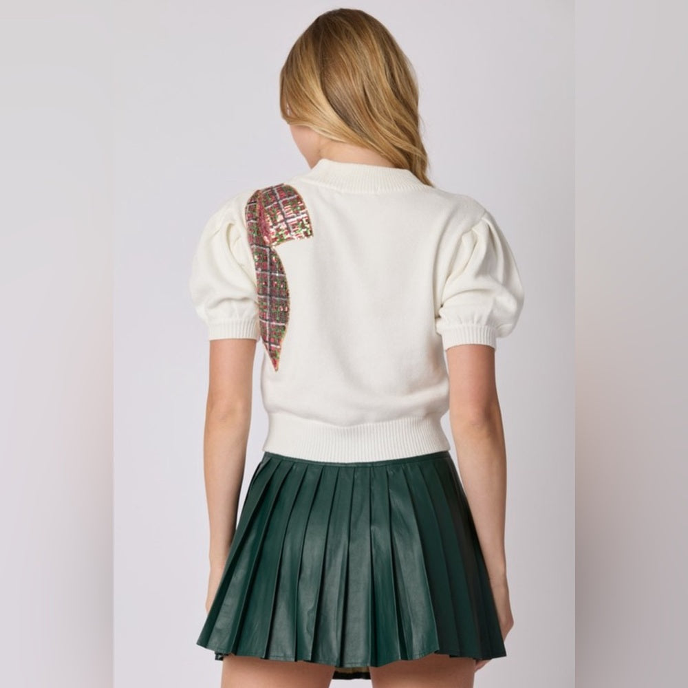 GREEN PLEATED SKIRT WITH BUILT IN SHORTS