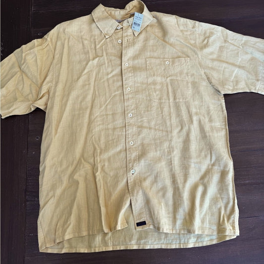 Men's 100% Linen Yellow Shirt