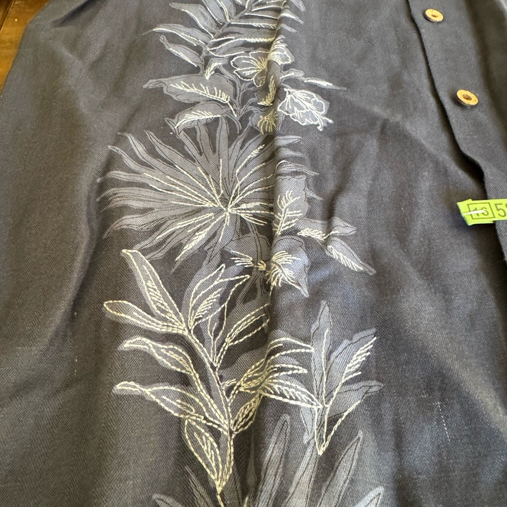 Tommy Bahama Men's Navy Floral Embroidered Shirt