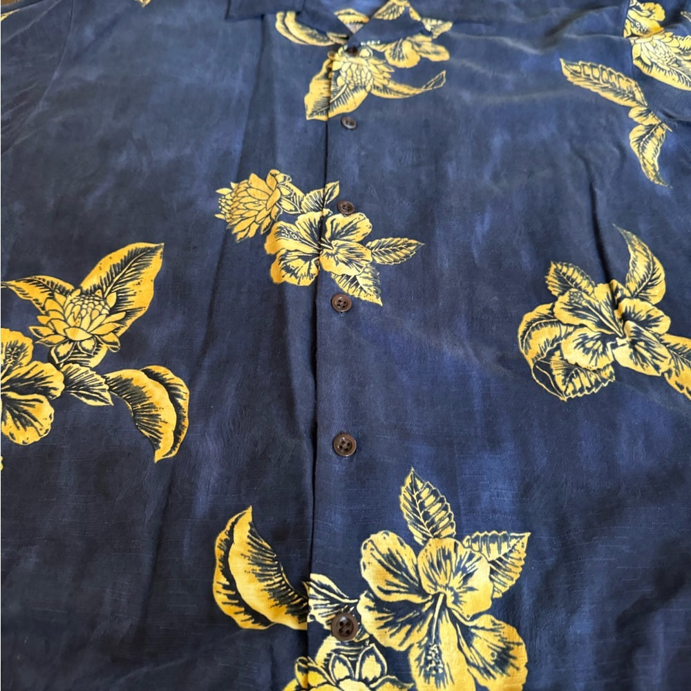 Tommy Bahama Blue and Yellow Floral Shirt