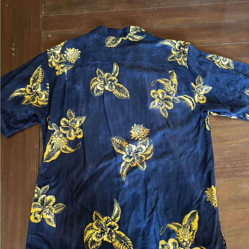 Tommy Bahama Blue and Yellow Floral Shirt