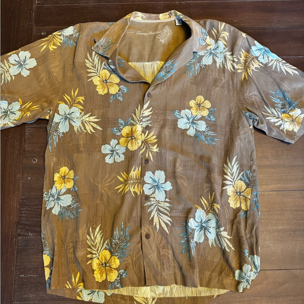 Tommy Bahama Brown Floral Men's Shirt