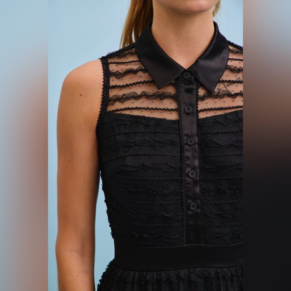 504. Elegant Black Lace Midi Dress