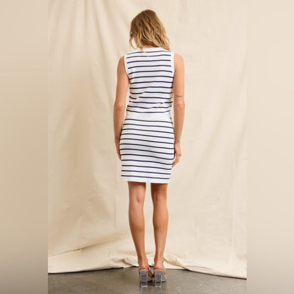 Striped Sleeveless Top and Skirt Set