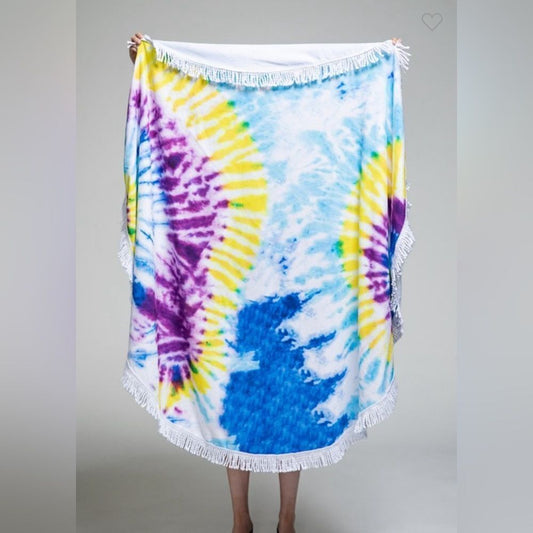 Ocean Round Beach Towel- Tie-Dye