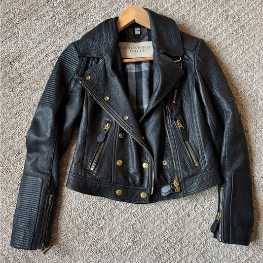 Burberry Black Leather Biker Jacket