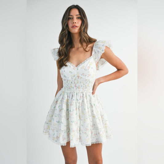 Floral Ruffle Sleeve Dress