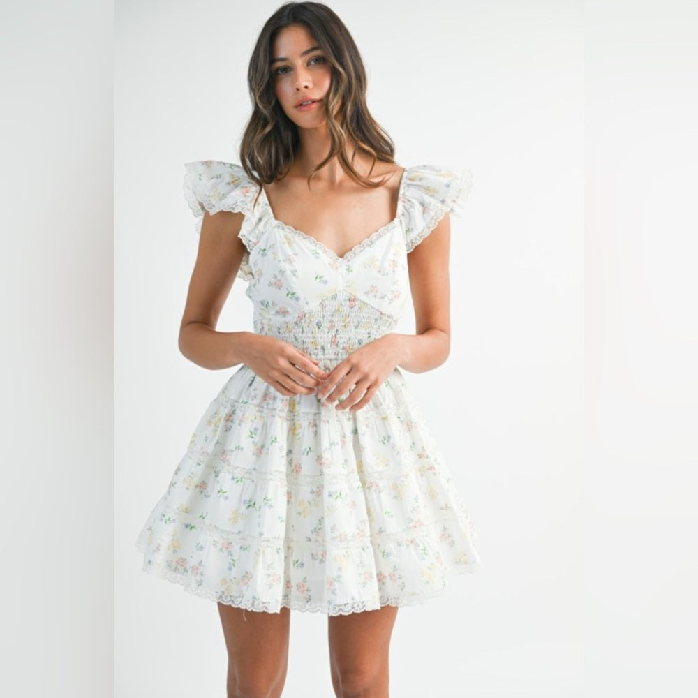 Floral Ruffle Sleeve Dress