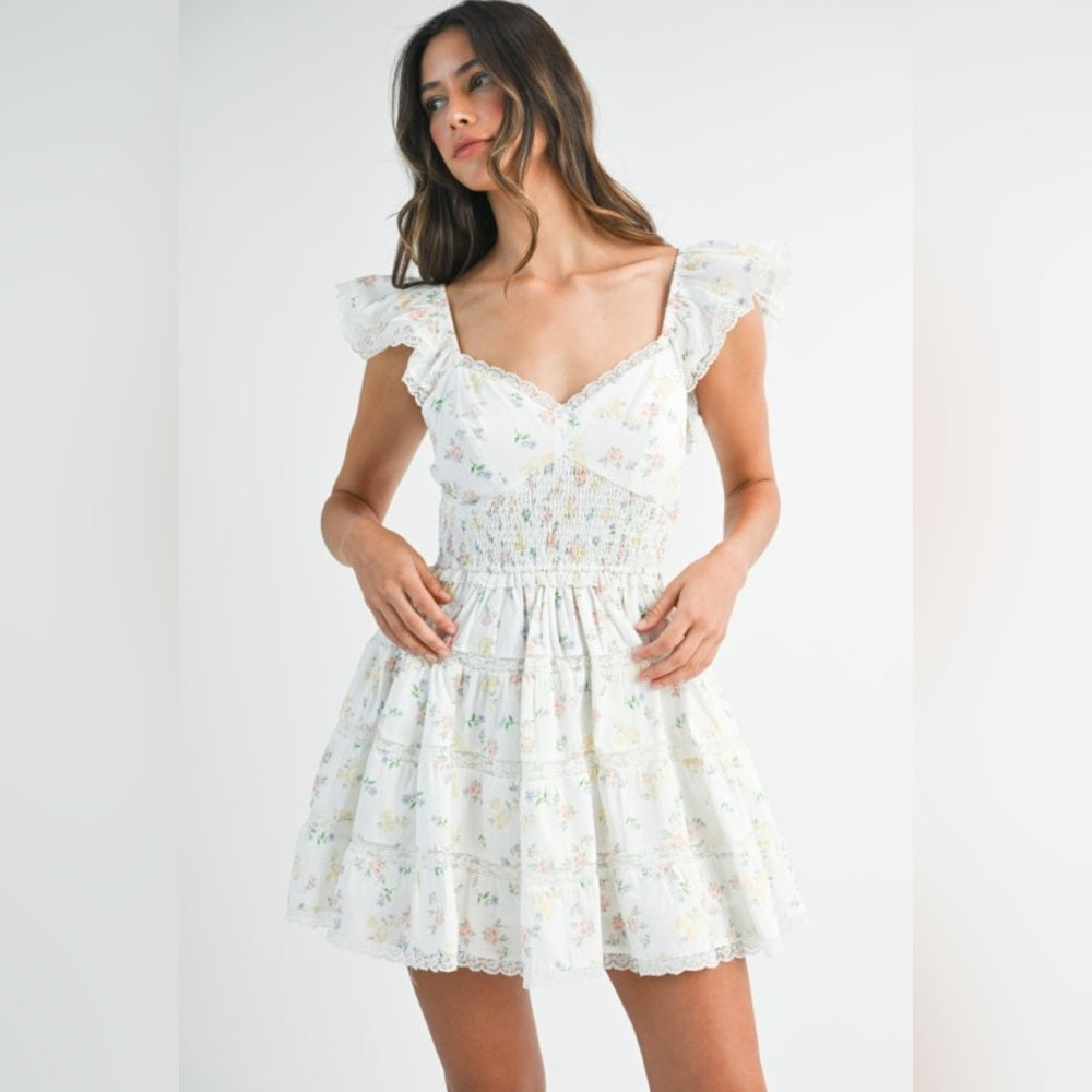 Floral Ruffle Sleeve Dress
