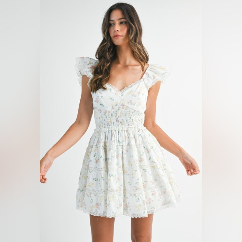 Floral Ruffle Sleeve Dress
