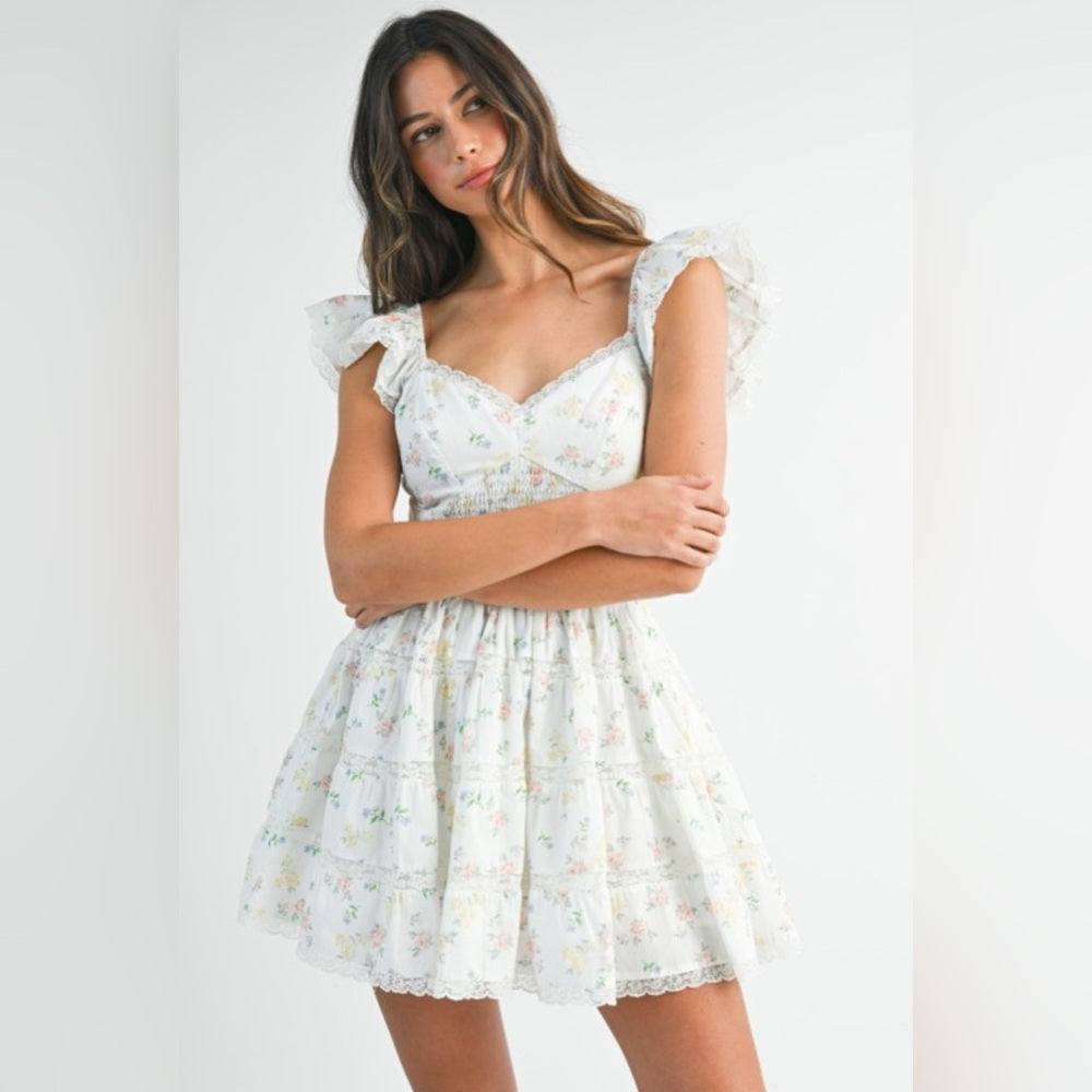 Floral Ruffle Sleeve Dress