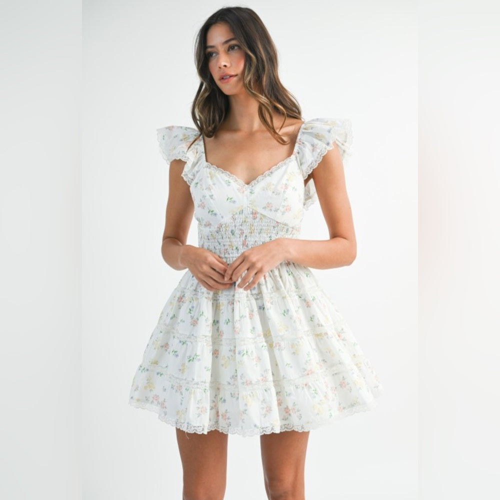 Floral Ruffle Sleeve Dress