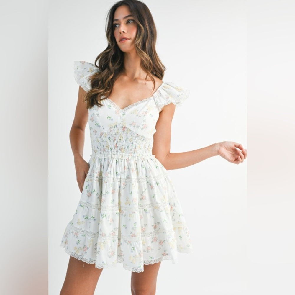 Floral Ruffle Sleeve Dress