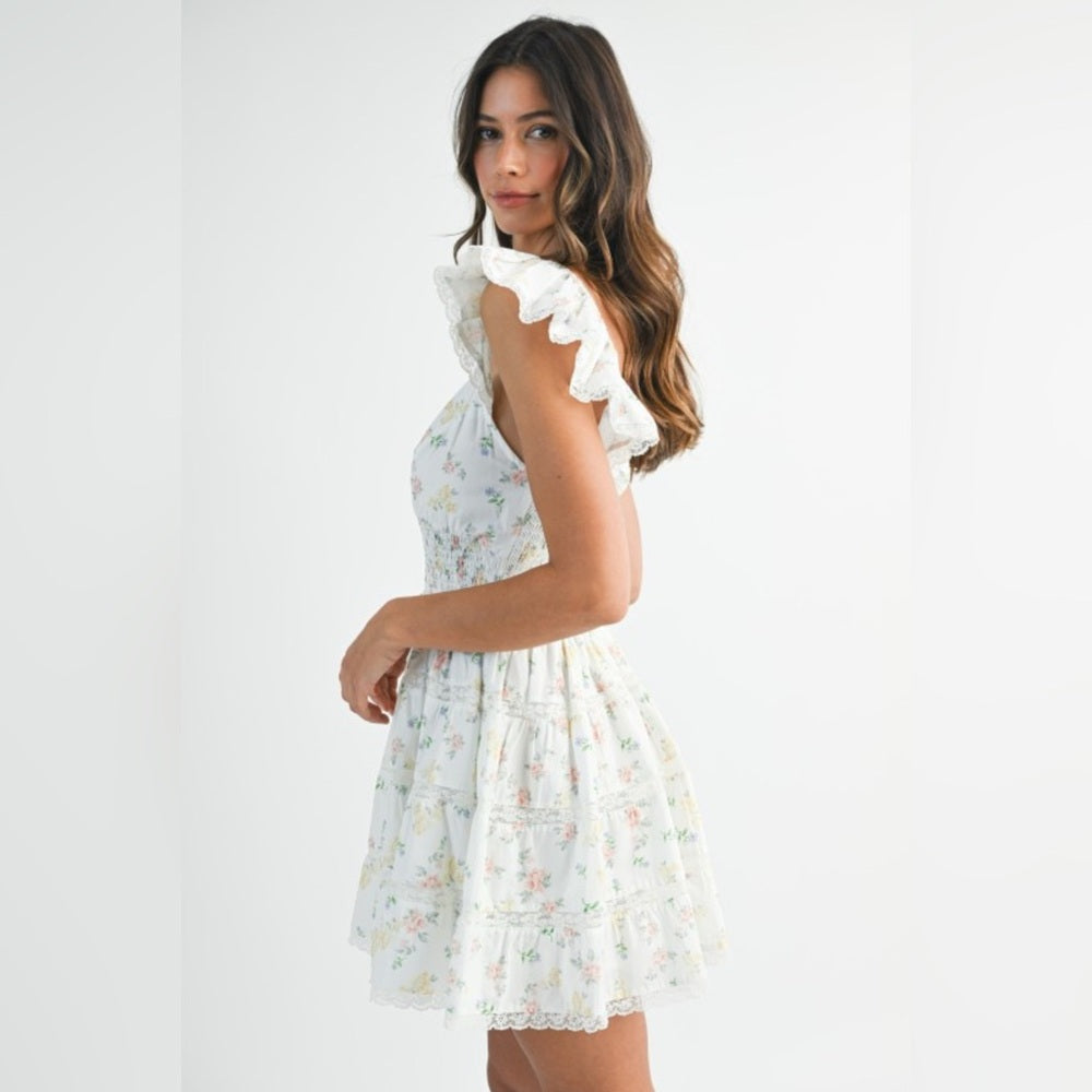 Floral Ruffle Sleeve Dress