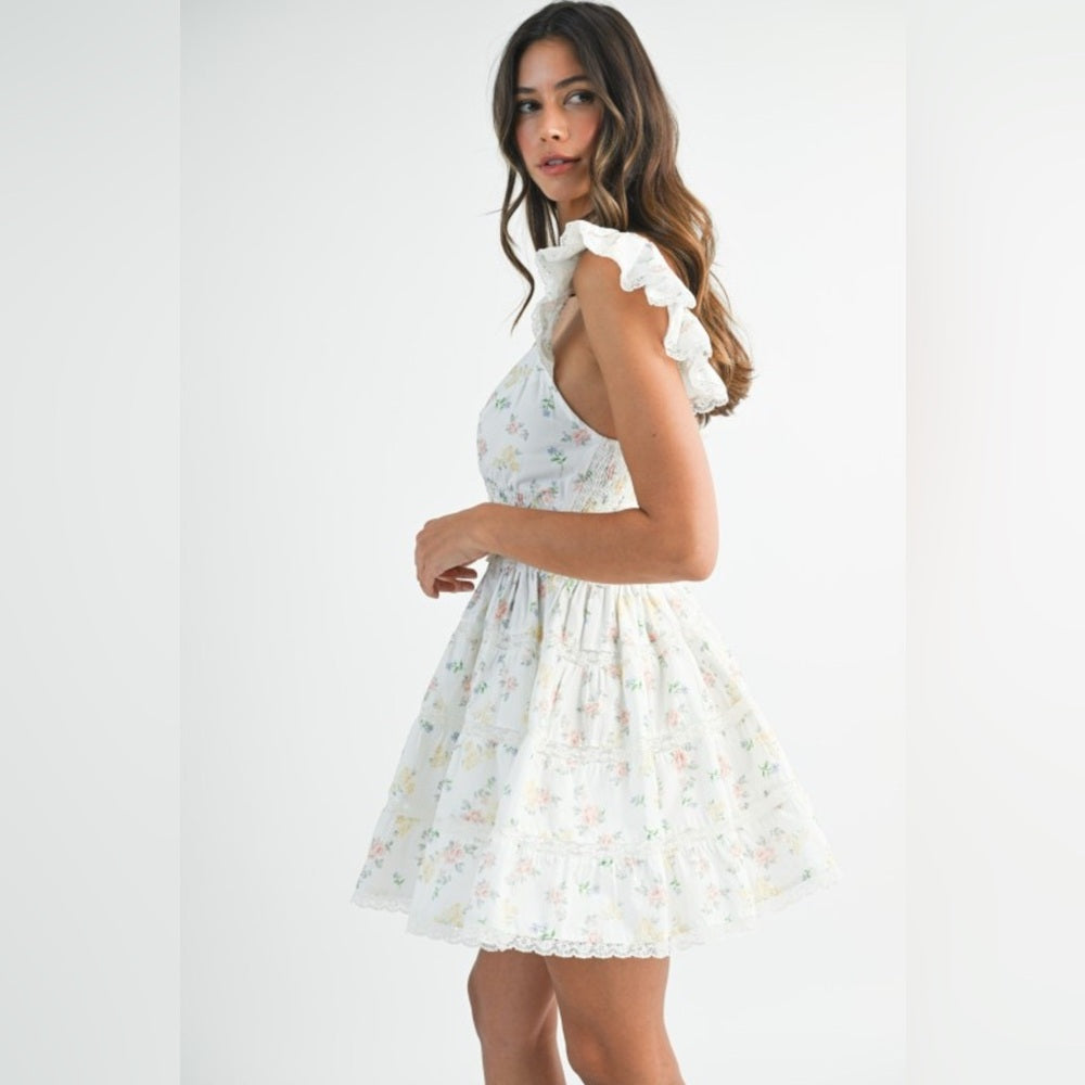 Floral Ruffle Sleeve Dress