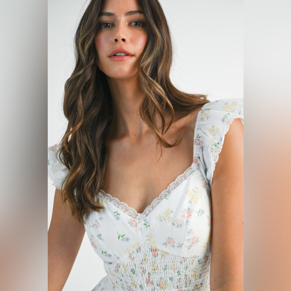 Floral Ruffle Sleeve Dress