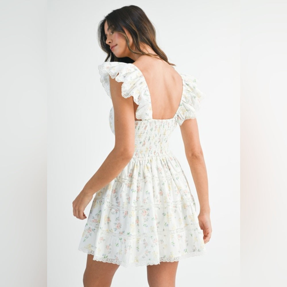 Floral Ruffle Sleeve Dress