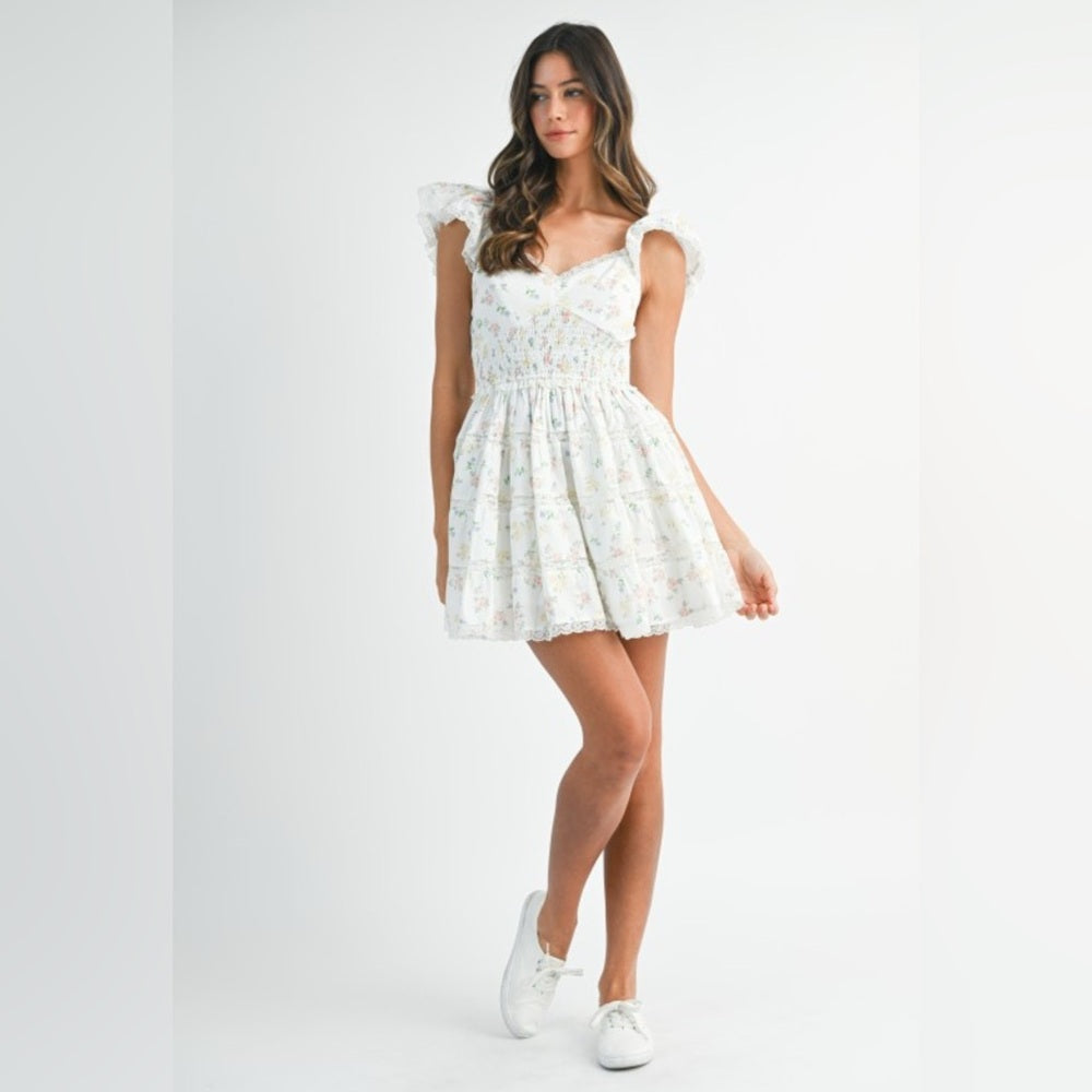 Floral Ruffle Sleeve Dress