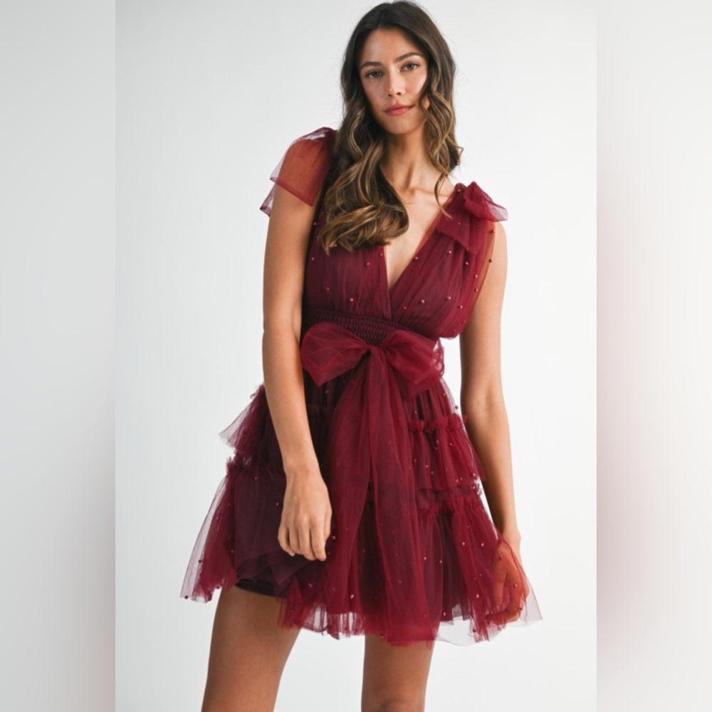 Elegant Burgundy Tulle Dress