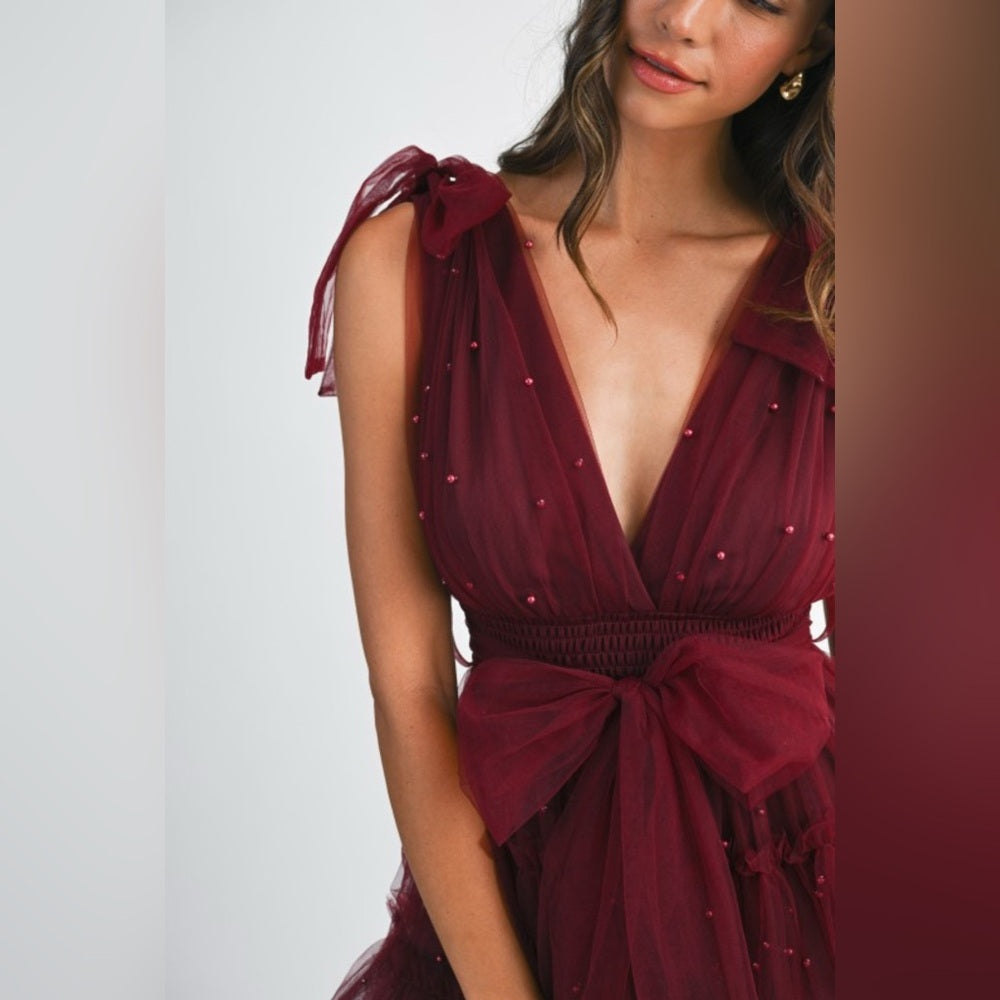 Elegant Burgundy Tulle Dress