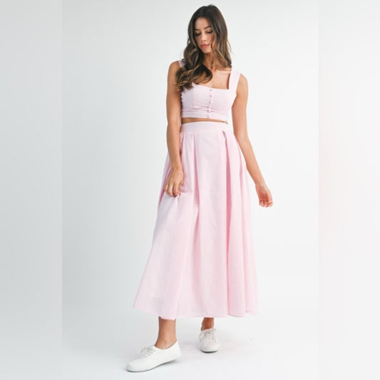 Elegant Pink Maxi Skirt Set