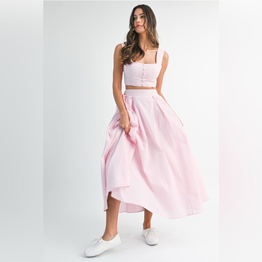 Elegant Pink Maxi Skirt Set