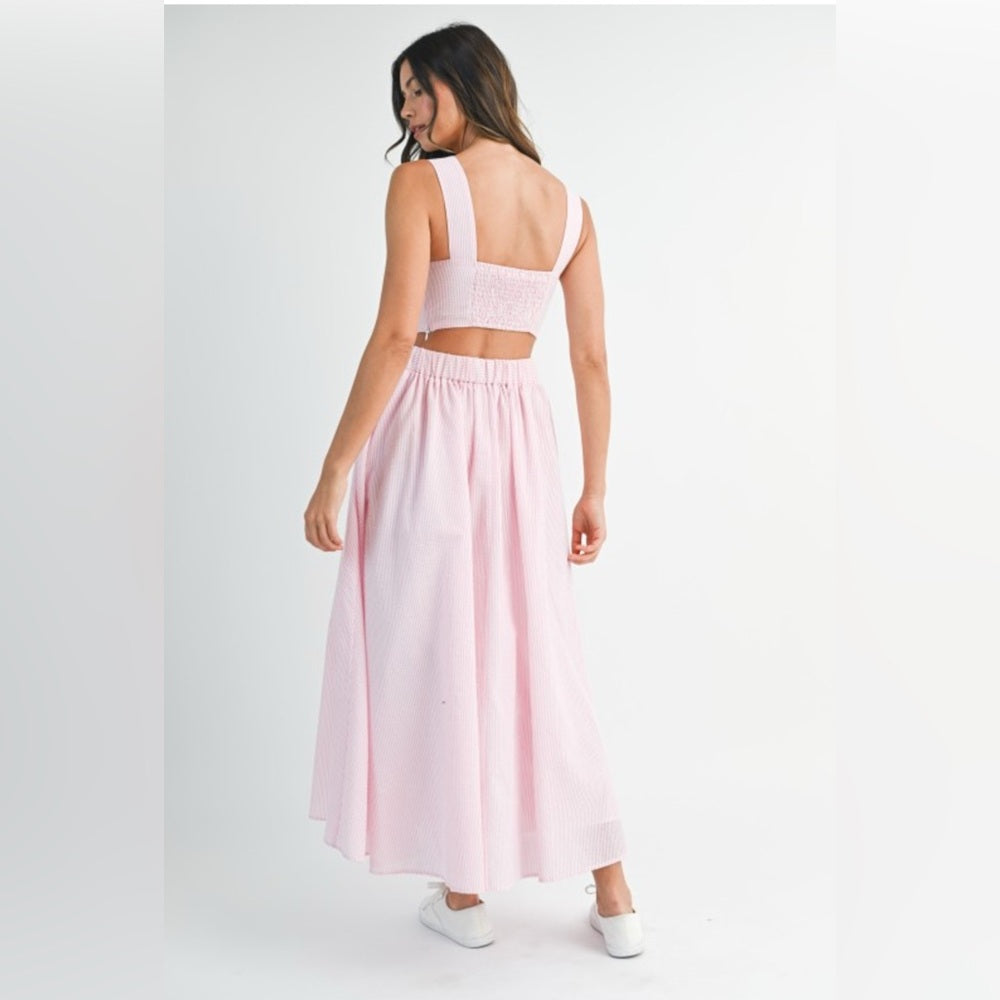 Elegant Pink Maxi Skirt Set