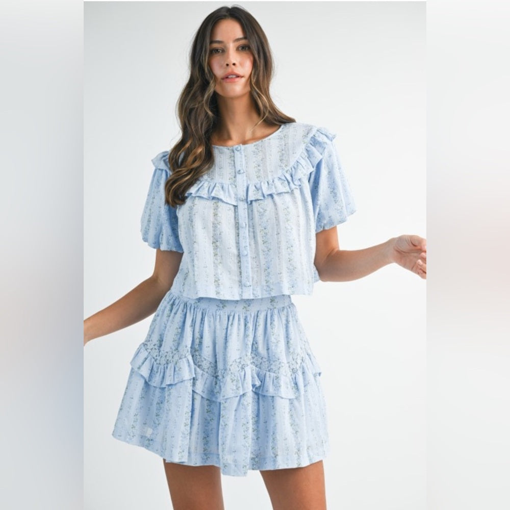 Light Blue Ruffled Two-Piece Set