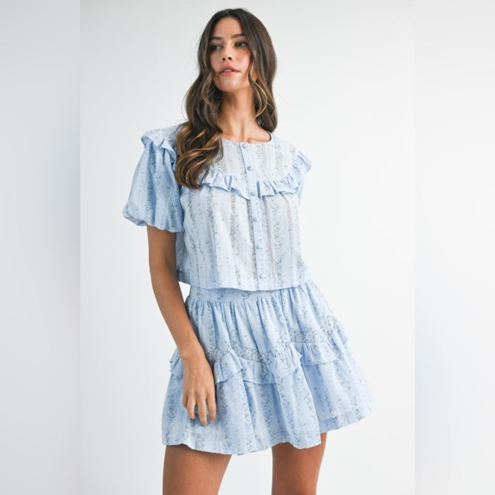 Light Blue Ruffled Two-Piece Set