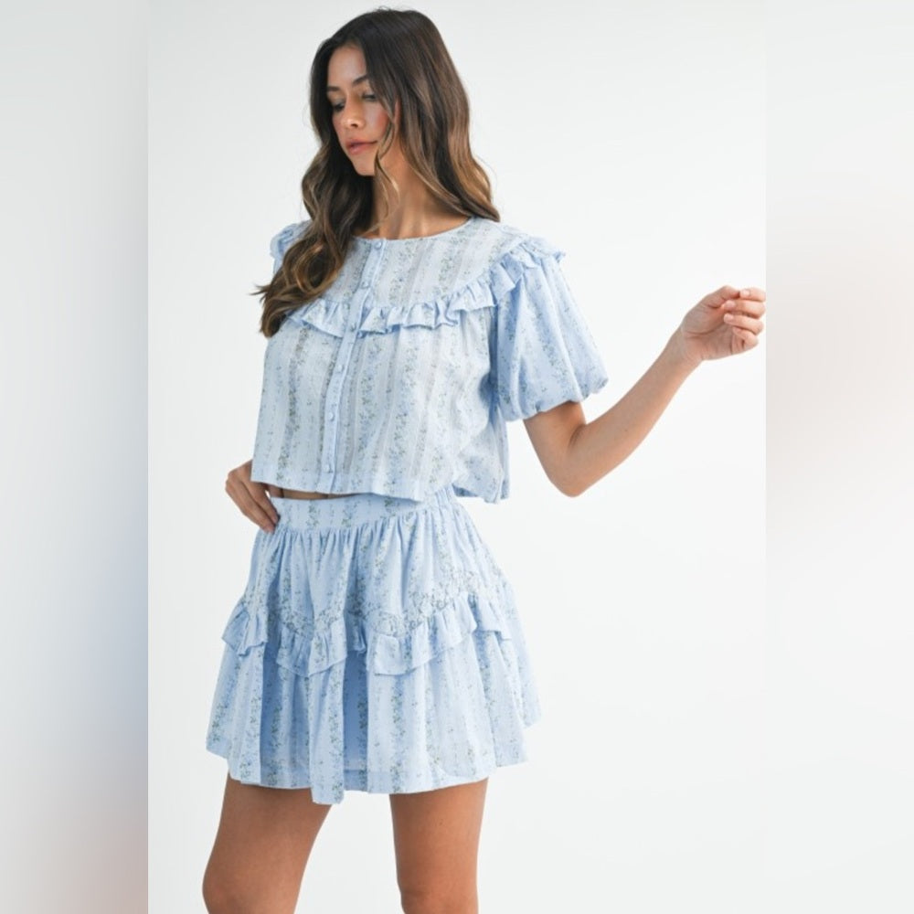 Light Blue Ruffled Two-Piece Set