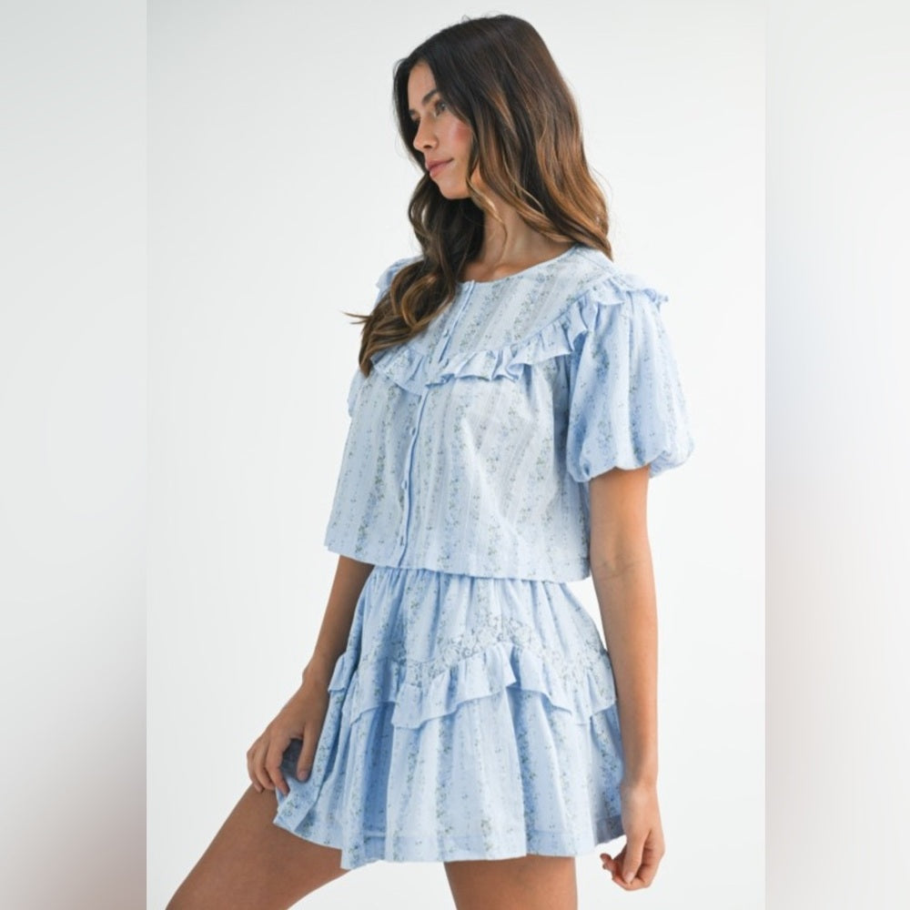 Light Blue Ruffled Two-Piece Set