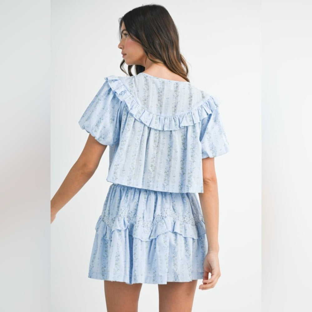 Light Blue Ruffled Two-Piece Set